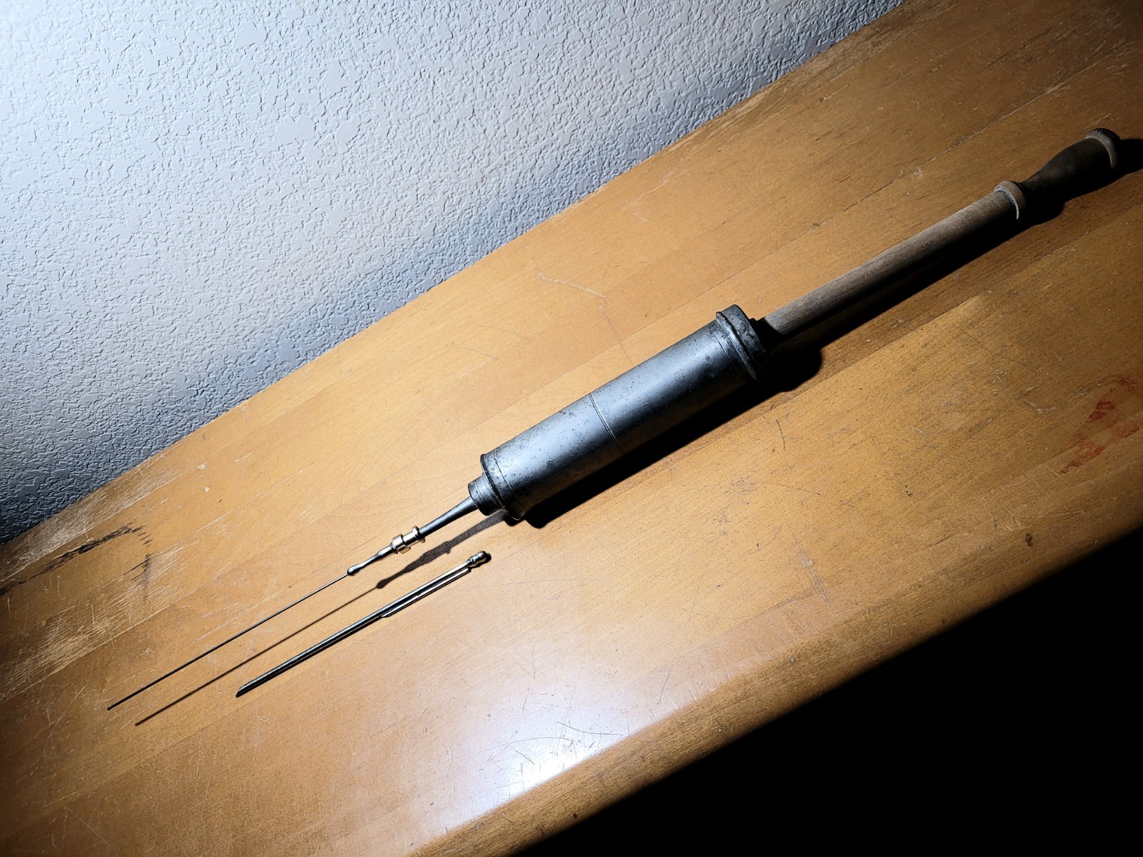 Antique 1830's Pewter Medical Embalming Syringe Medical Oddities Large Needle