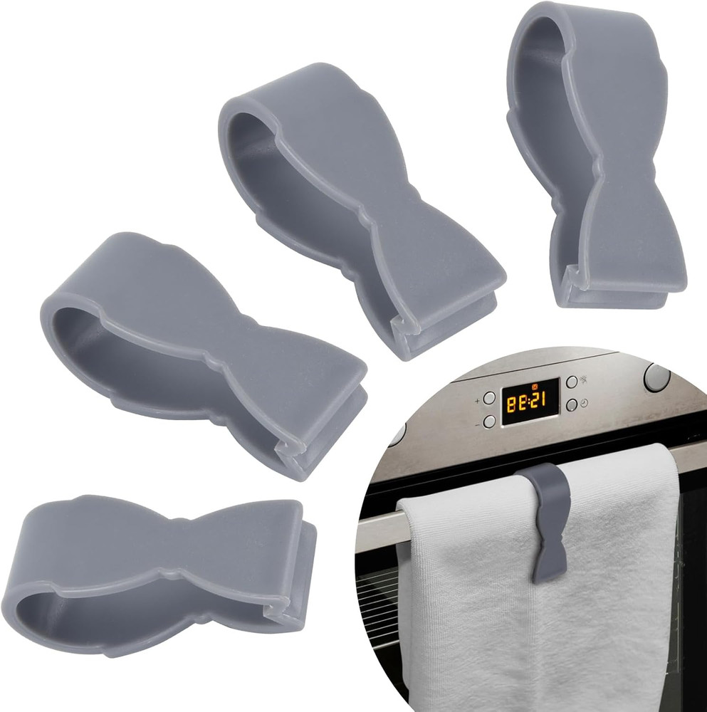 Towel Clips for Kitchen (4 Pack) - Keeps Towel from Falling - Suitable for Kitch