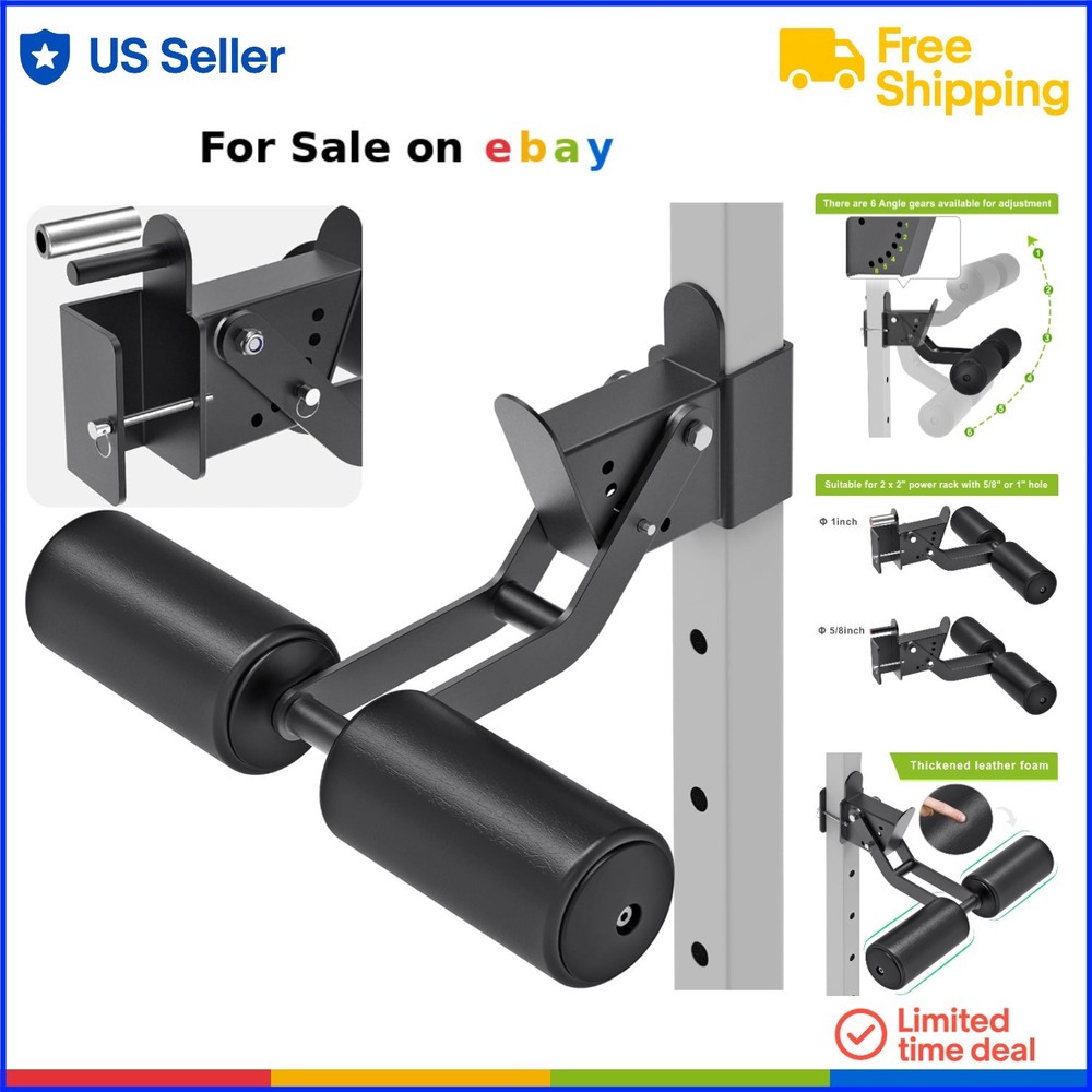 Nordic Hamstring Curl Squat Rack Attachment Adjustable Leather Surface for Po...