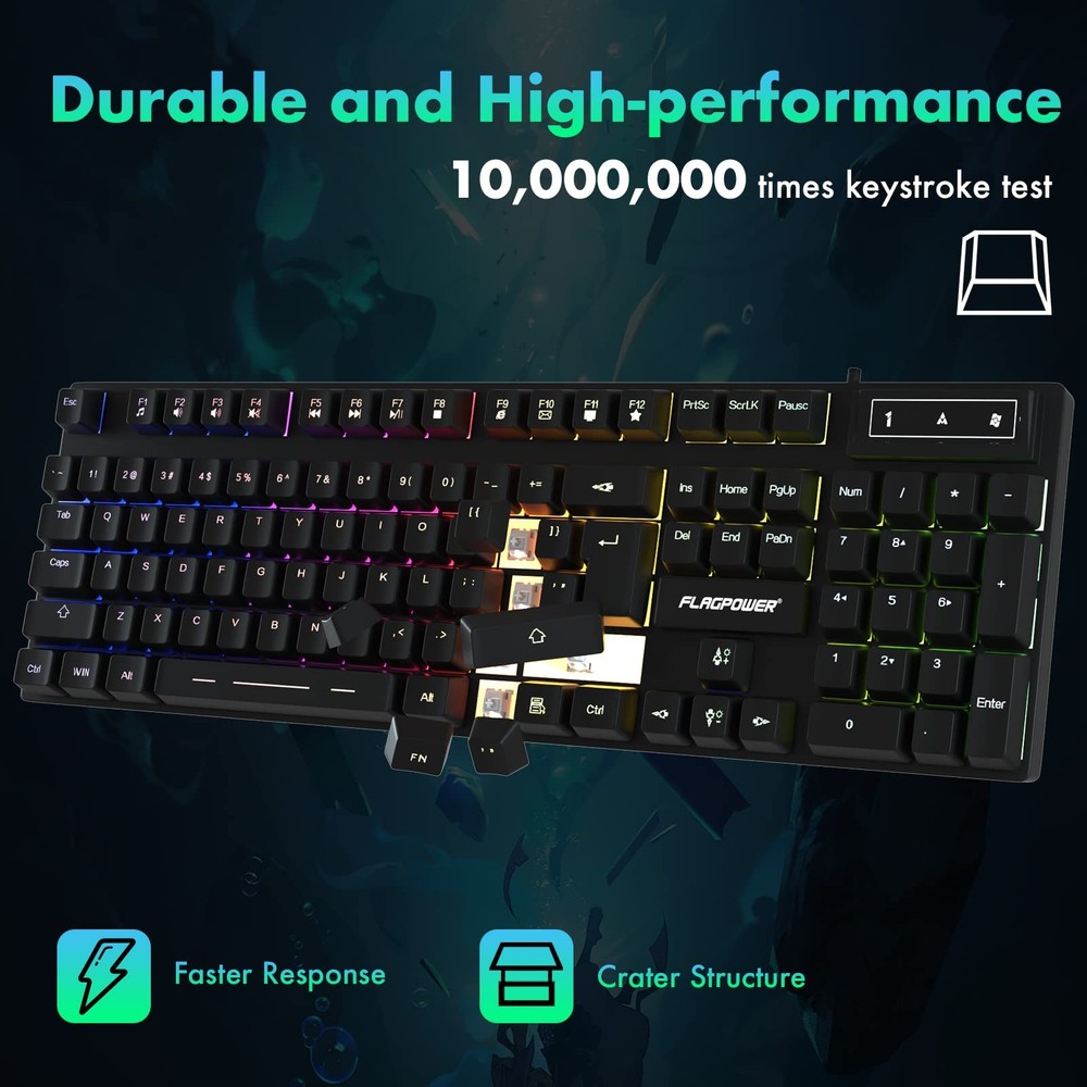 RGB Adjustable Breathing Backlit Mechanical Feeling Gaming Keyboard Mouse PC