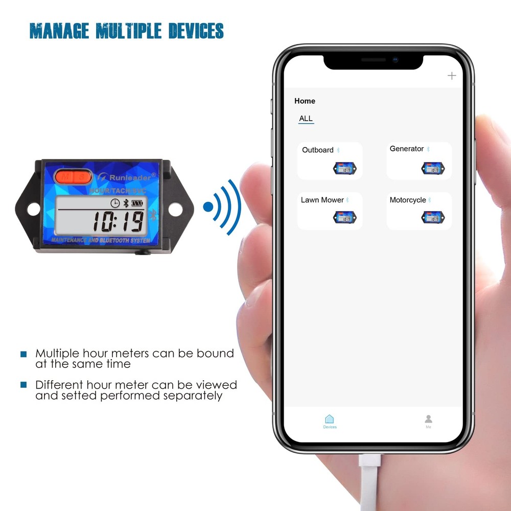 RL-HM027BT Digial Bluetooth Hours Tachometer, Battery .