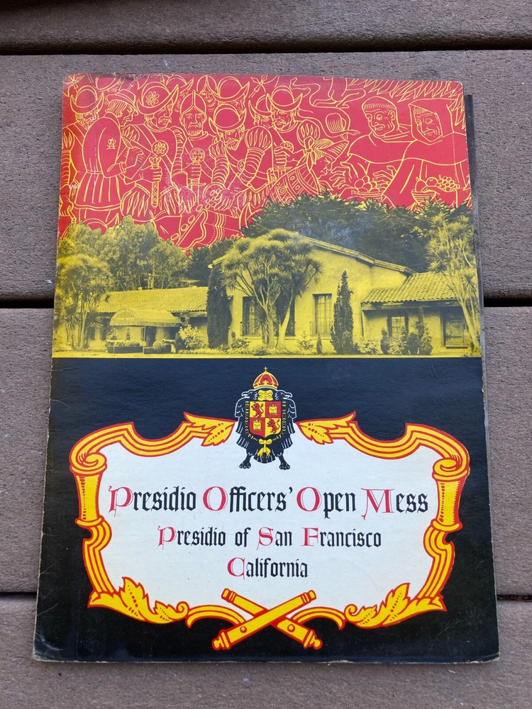 VINTAGE MENU San Francisco California PRESIDIO OFFICER'S OPEN MESS