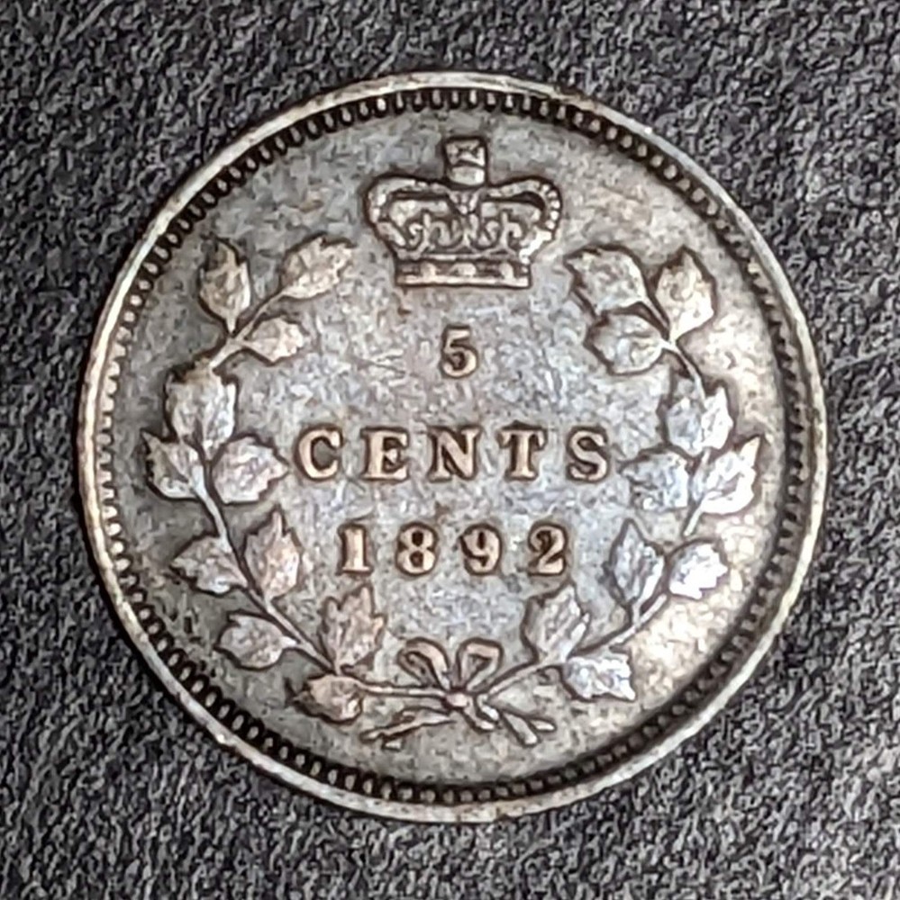 1892 Canada 5 Cent Silver Victoria