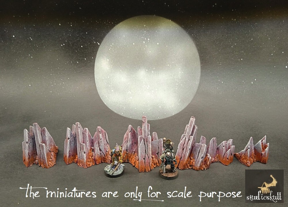 TERRAIN SCENERY RED PLANET SHARP ROCKS 5 PCS PAINTED WARHAMMER 40K