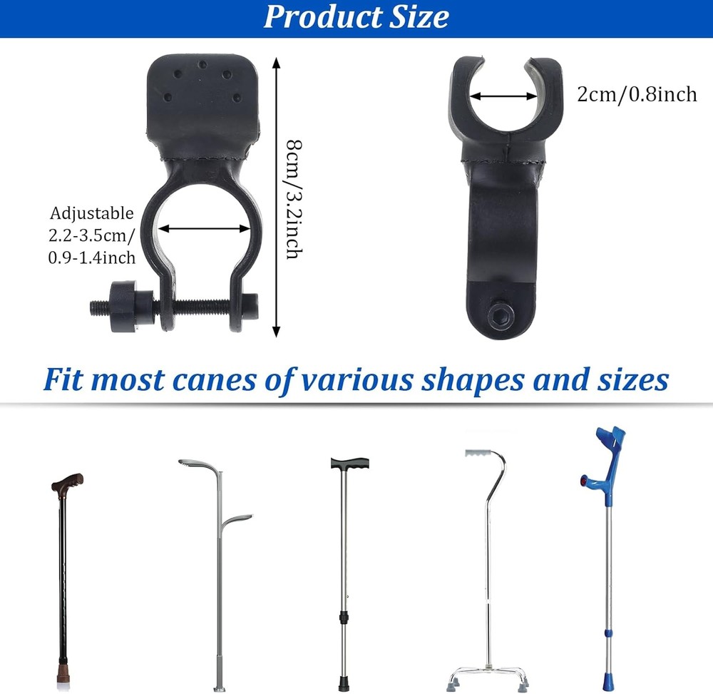 2 Pcs Cane Holder for Walker, Universal Rollator Black