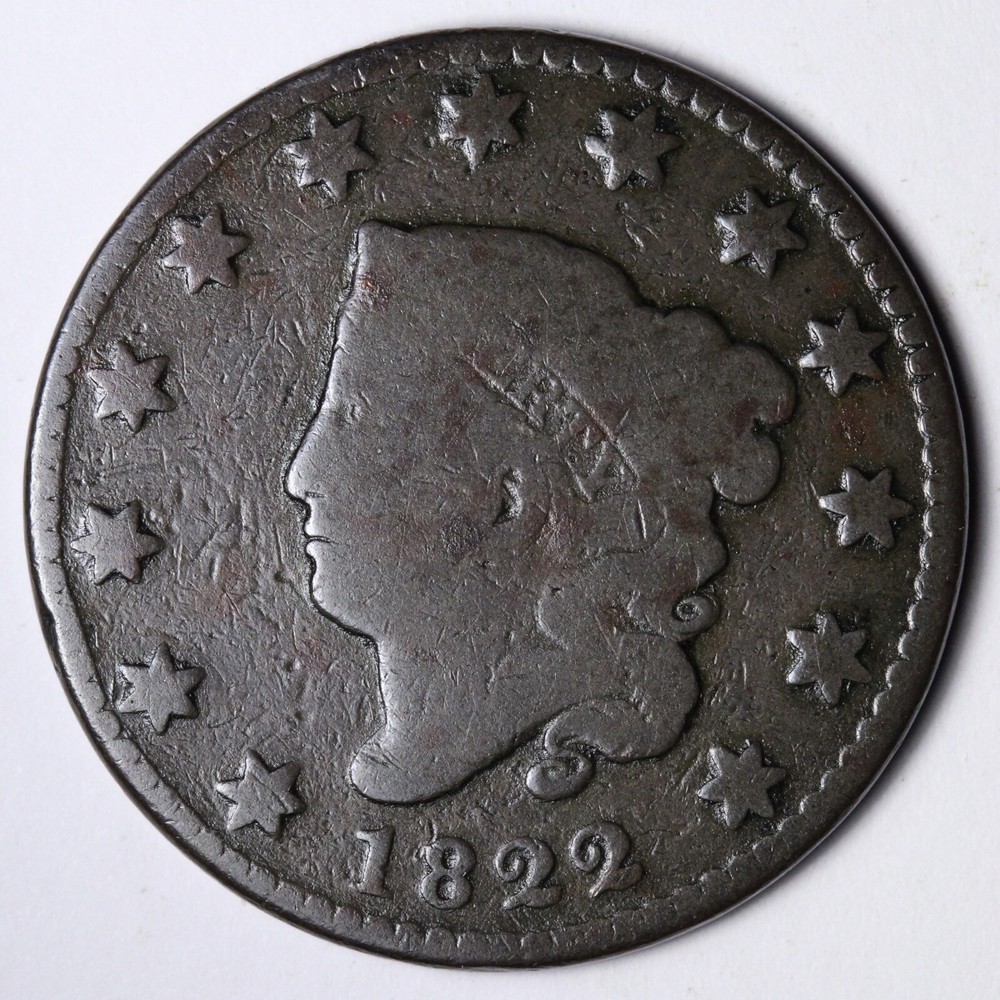 1822 Coronet Head Large Cent CHOICE VG E129 TEZ