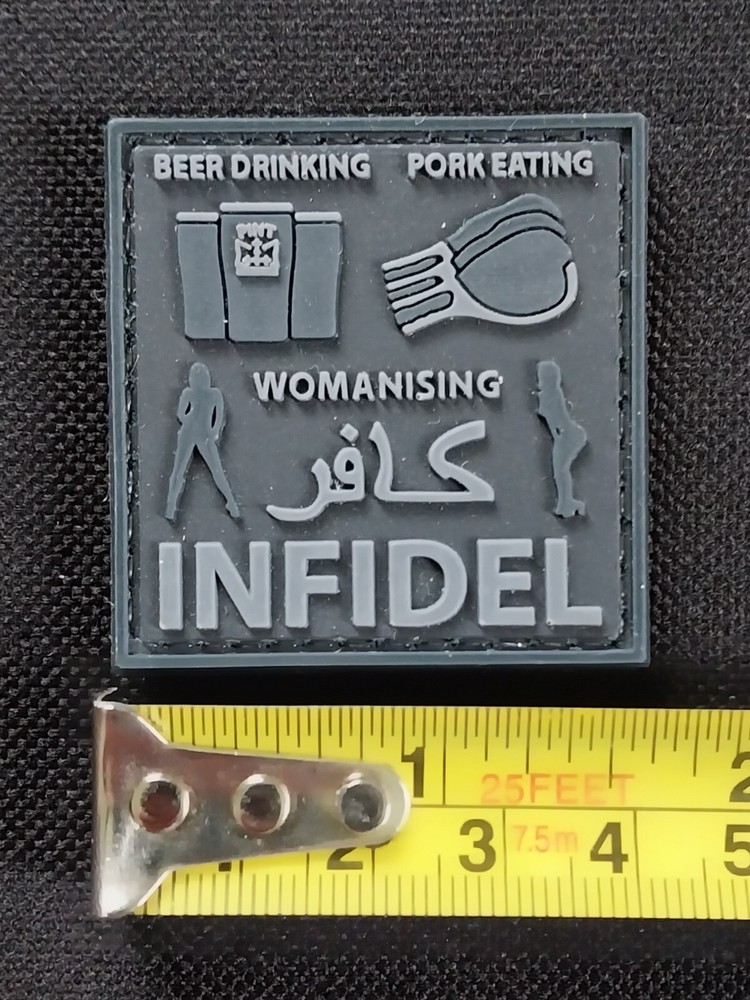BEER DRINKING PORK EATING INFIDEL 3D PVC Morale Combat Tactical PATCH Hook Back