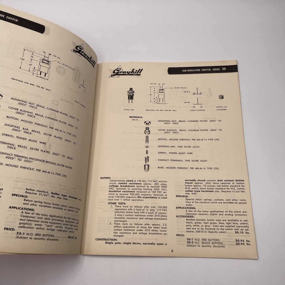 1959 Grayhill Inc Catalog Electronic Components Engineering Catalog G-300