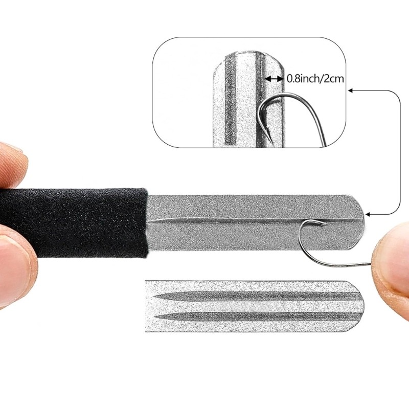 Double Sided Fishing Hook Grinding Stone Hook Sharpening File Enduring