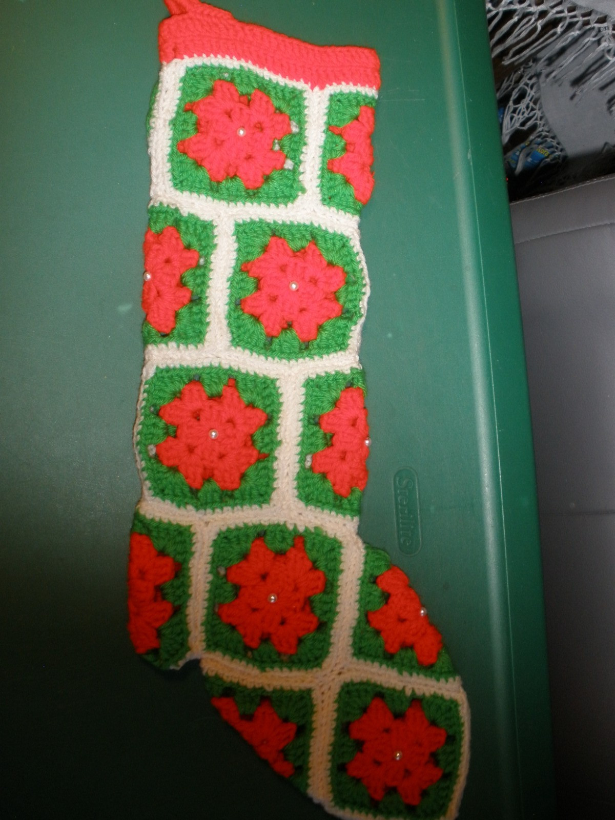 Handmade Crochet 20" Red Green White Christmas Stocking (YOU CHOOSE STYLE)