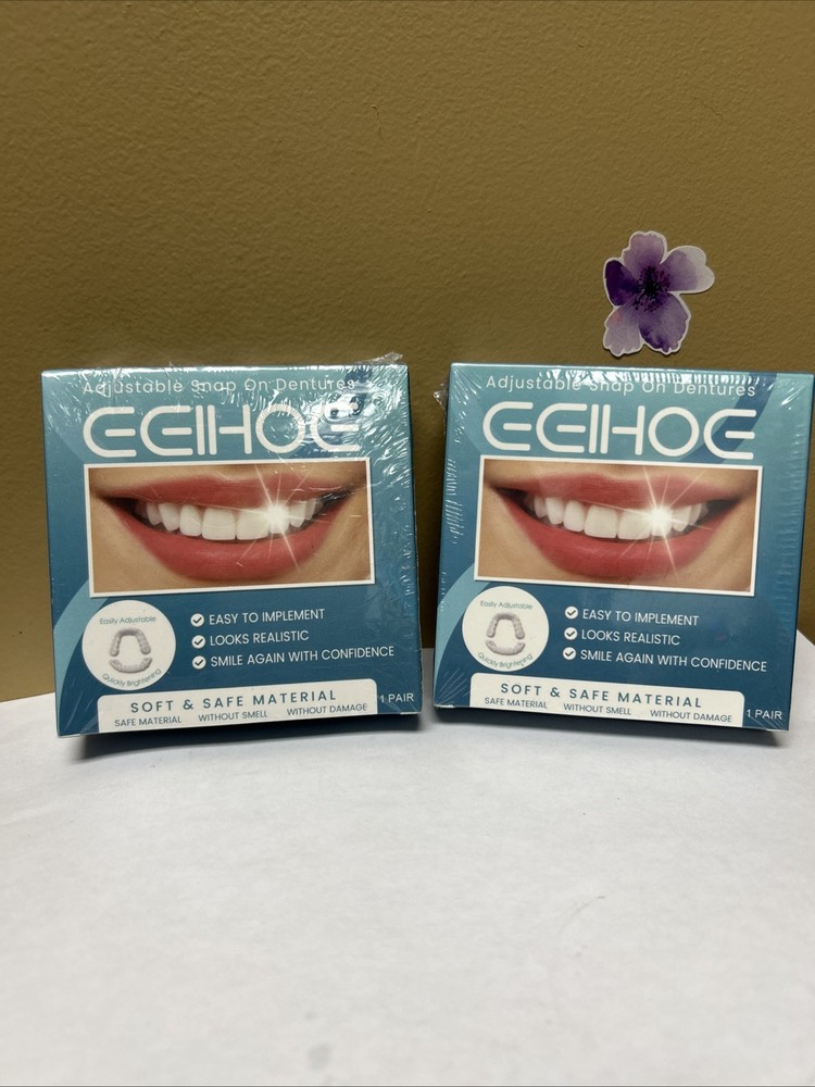 2 X Adjustable Snap On Dentures, Easy To Implement-Soft & Safe-upper/lower