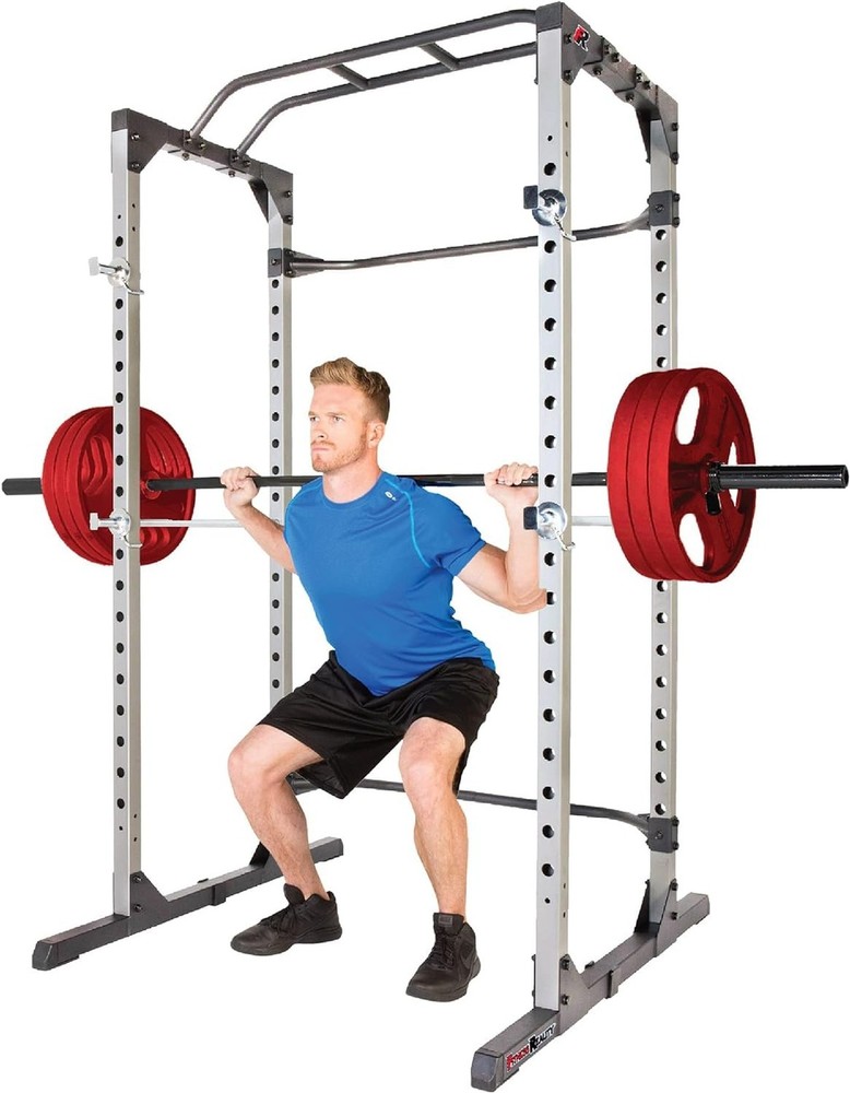 Fitness Reality Power Cage Squat Rack with Optional LAT Pulldown, Cable Cross...