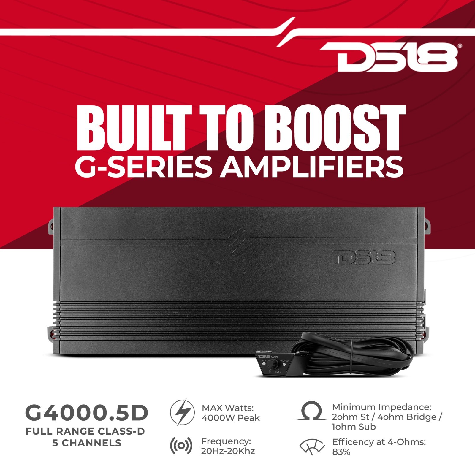 DS18 G4000.5D Car Audio Amplifier 5-Channel 4000 Watts GEN-X Class D Full-Range