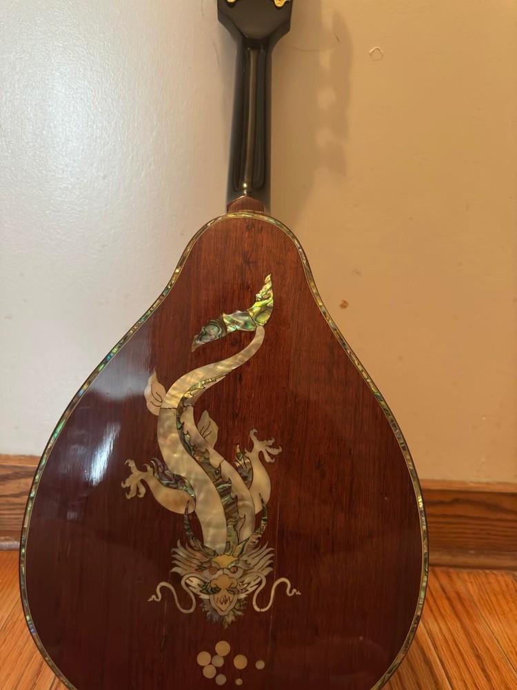 Antonio Tsai acoustic mandolin, dragon designs, missing string, slight damage