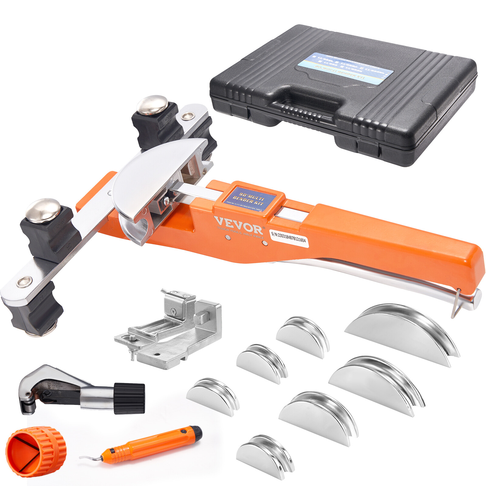 VEVOR Ratcheting Pipe Tube Bender 1/4"-7/8" 90° Forward/Reverse Bending 7 Dies