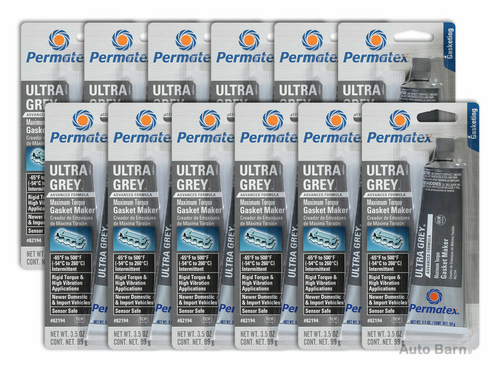Permatex Ultra Grey Rigid High-Torque RTV Silicone Gasket Maker (3.5 oz)-12 Pack
