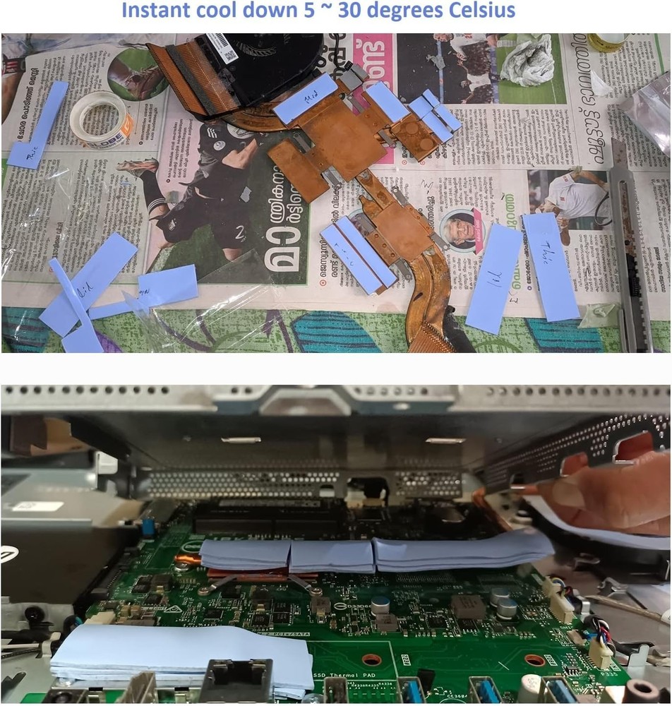 30 Pack Thermal Pads Set Multi Thickness Soft Self-Adhesive for Electronics Cool