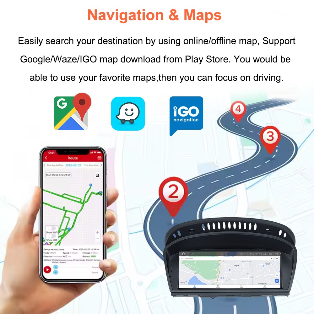 Wireless CarPlay Android Auto Touchscreen For BMW E90 E91 E92 E93 E60 E61 CCC