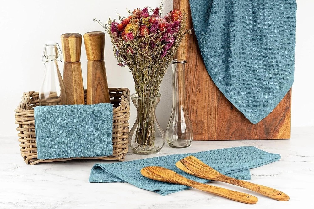 Versatile Kitchen Towels Set - 12 Pack, 450GSM Aqua Cotton, Extra Absorbent