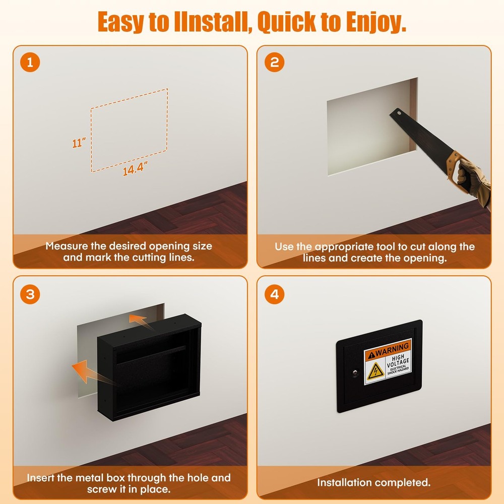 Hidden Wall Safe with Concealed Panel – Steel In-Wall Lock Box Fits 16” Studs...