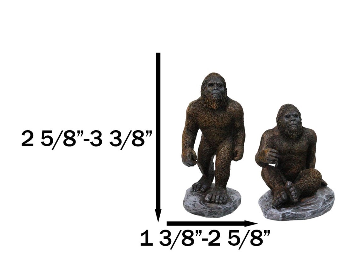 Set of 4 Forest Mythical Creature Sasquatch Big Foot Cryptid Apes Figurines