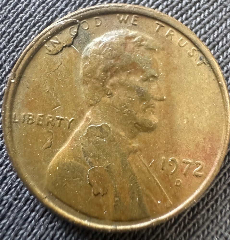 1972-D Split Planchet Error Lincoln Cent