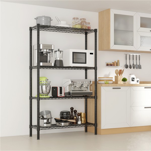 Four Layer - Metal Storage Rack Without Wheels,  Black Spray Painted