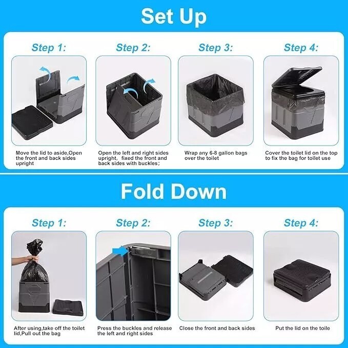 ⭐20L Portable Folding Toilet Car Outdoor Travel Potty for Camping Hiking Beach