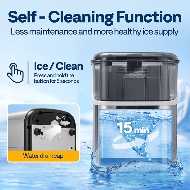 Nugget Ice Maker Countertop Chewable Ice Machine Automatic Self-Cleaning 33LBS