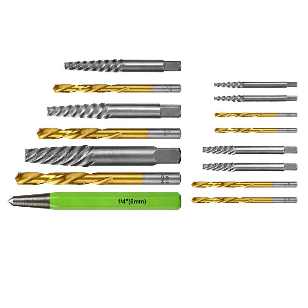 Screw Extractor Kit with CR-MO Extractor Tools & Reverse Bits for Industrial Use