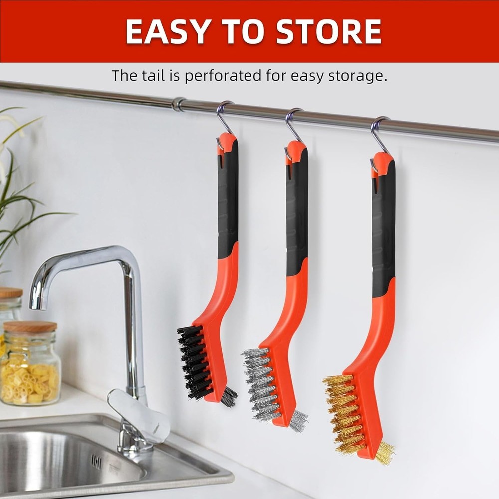 3pcs Wire Brushes for Cleaning Rust, Upgrade Wire Brush Set - Brass/Stainless...