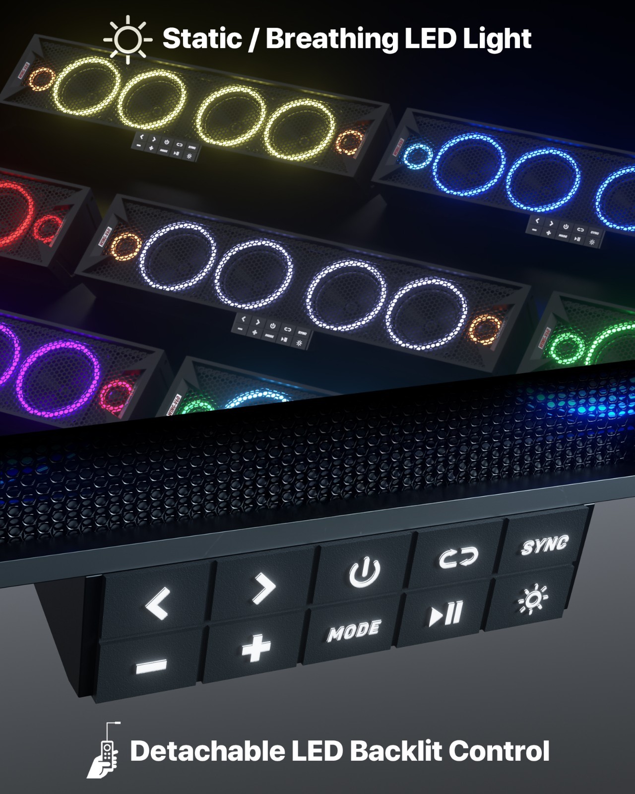 Waterproof Bluetooth UTV Sound bar Speakers RZR Polaris 500W Audio Radio System