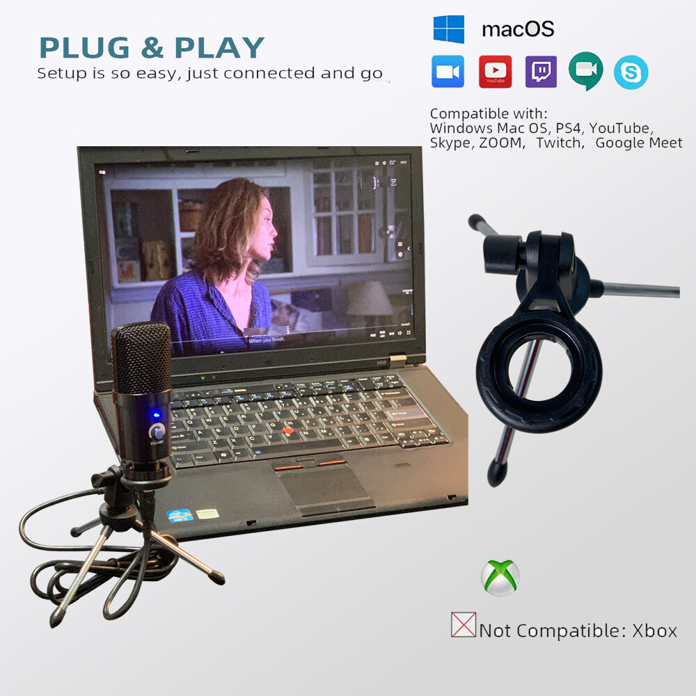 USB Microphone Condenser Kit Complete Set for Chatting Recording iPhone Live Mic