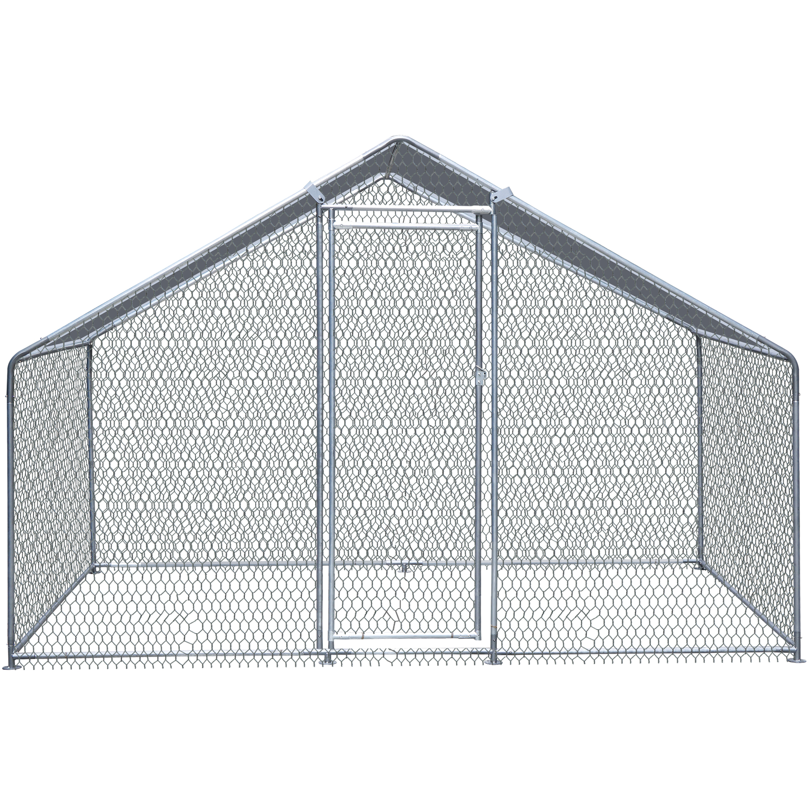 10X 6.5ft Walk-in Metal Chicken Coop Poultry Cage Pet House w/ Chicken Run Cover