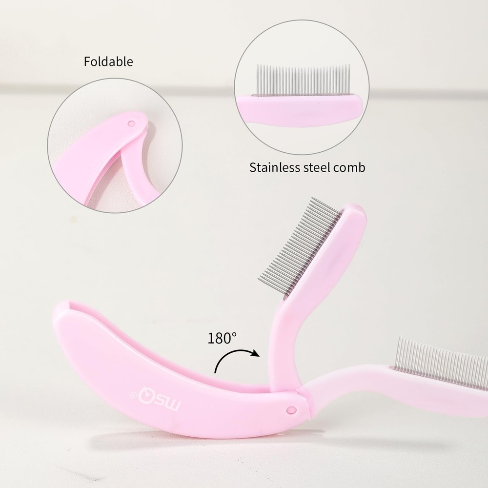 Eyelash Comb MSQ Separator Tool Folding Pink