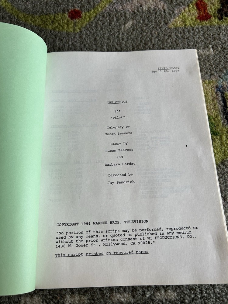 The Office Susan Beavers 1994 Final Draft Pilot Tv Show Original Script