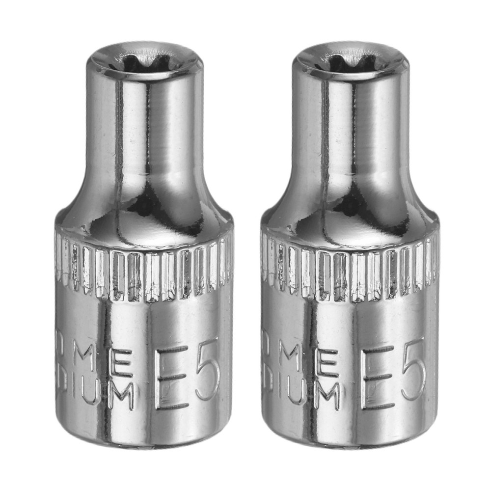 2pcs E-Torx Socket 1/4" Drive E5 External Torx Deep Socket 1" Star Sockets