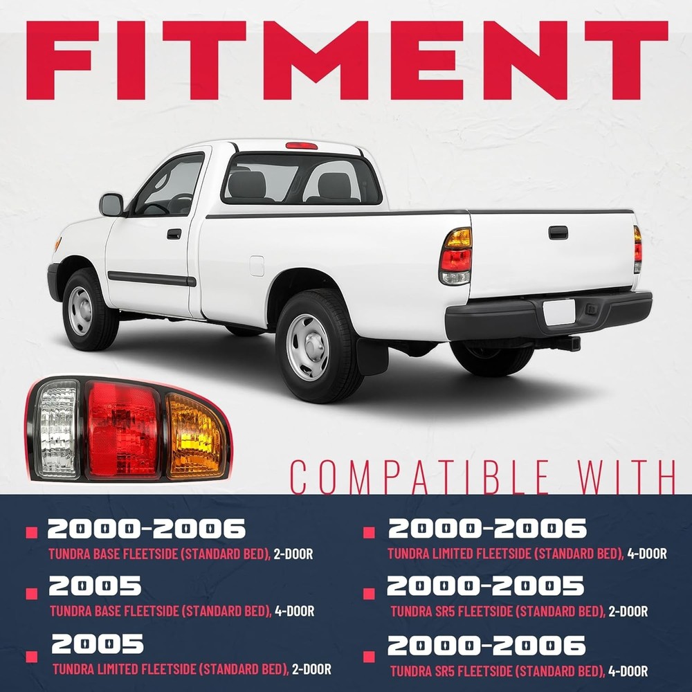 Tail Light Compatible with 2000-2006 Toyota Tundra Regular/Access Driver Left