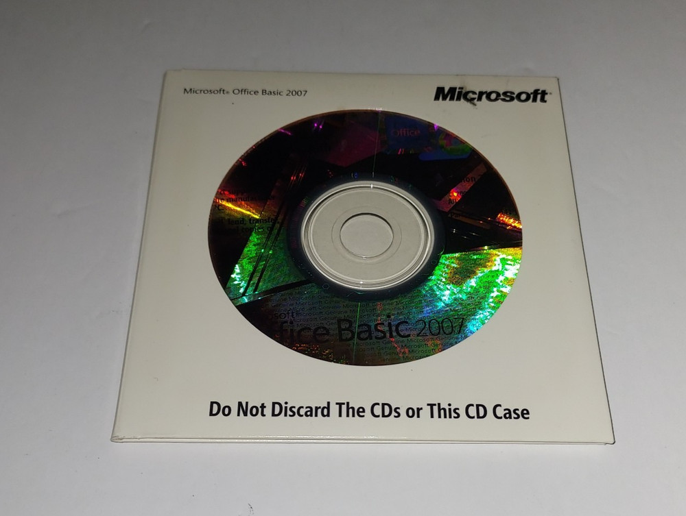 Microsoft Office Basic 2007 Software CD Disc w/ Product Key