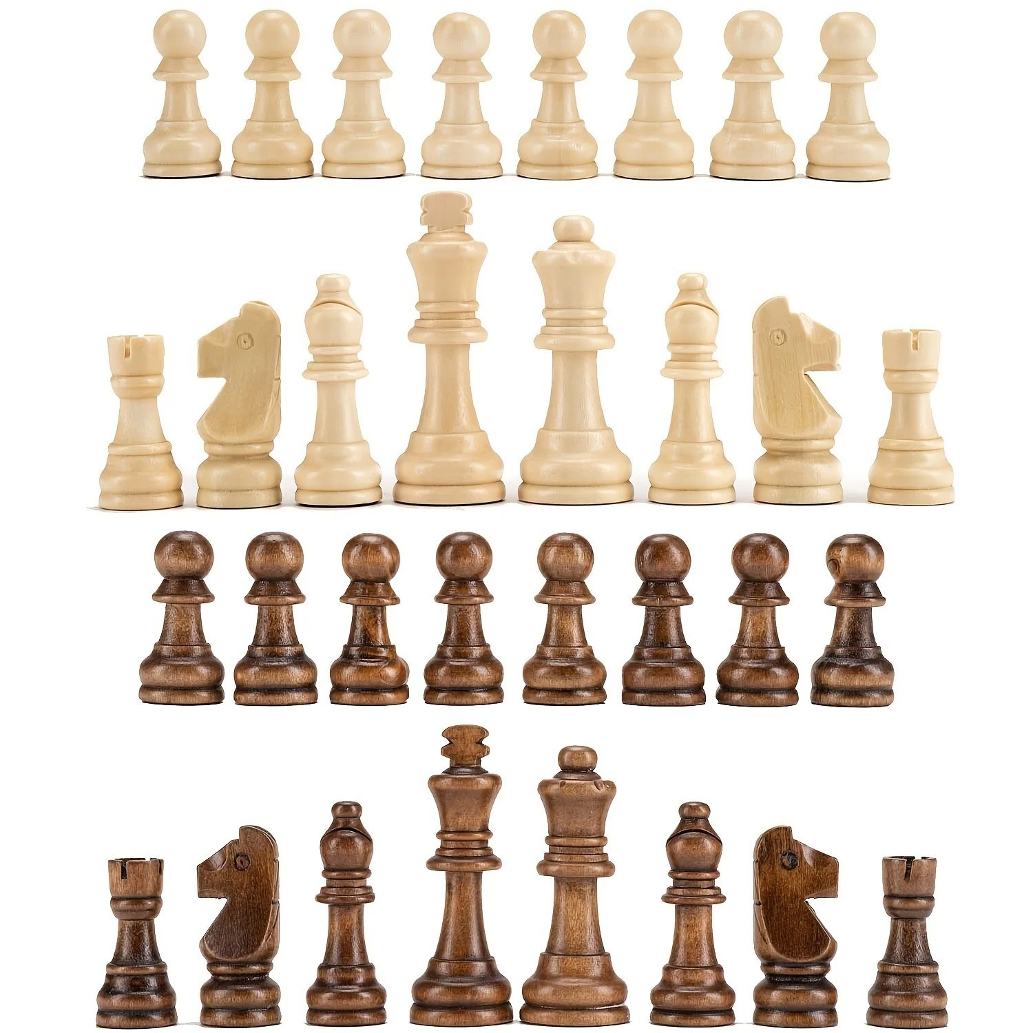 32PCS Wooden Chess Pieces Staunton Tournament Set 8cm King No Board