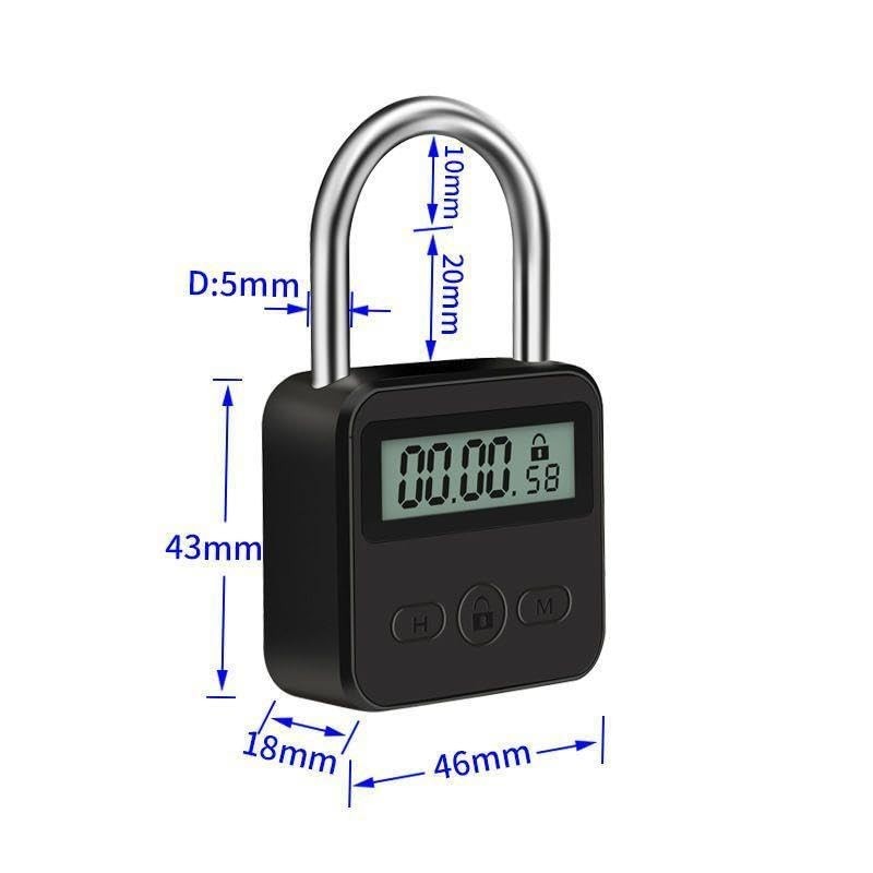 Electronic Metal Timer Lock - LCD Display Padlock, USB Rechargeable Security Loc