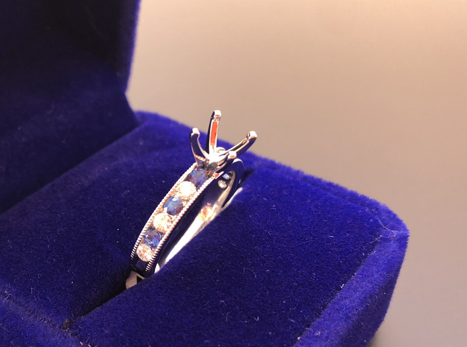 14k White Gold Sapphire And Diamond Engagement Ring Setting