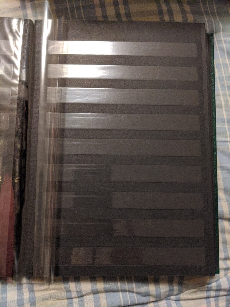 Stamp Stock Book 16 Black Pgs 9Rows Berlin Dk Green Leather