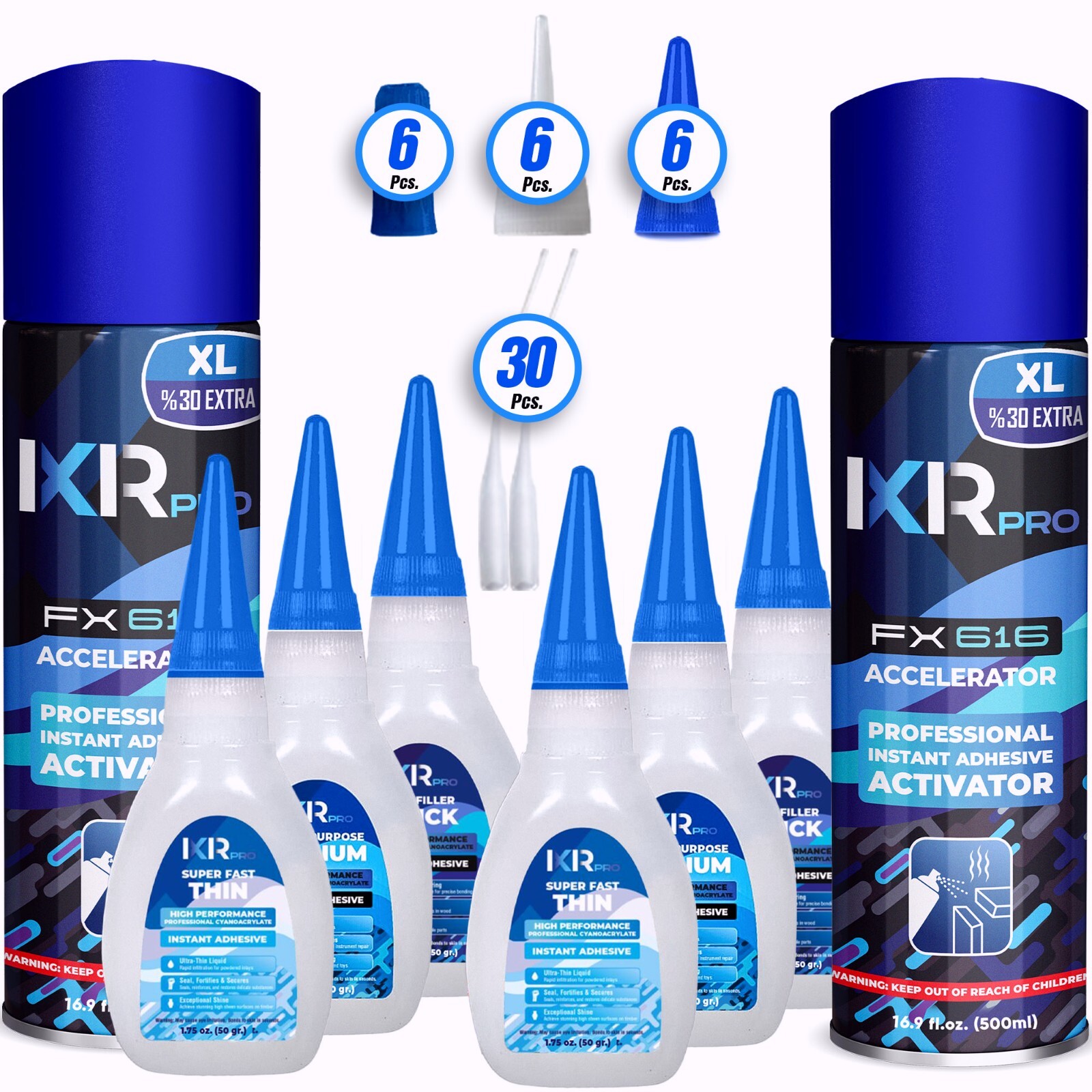 CA Glue with Activator Kit 6x1.75 oz. CA Glue (Thin Medium Thick) 16.9 oz.