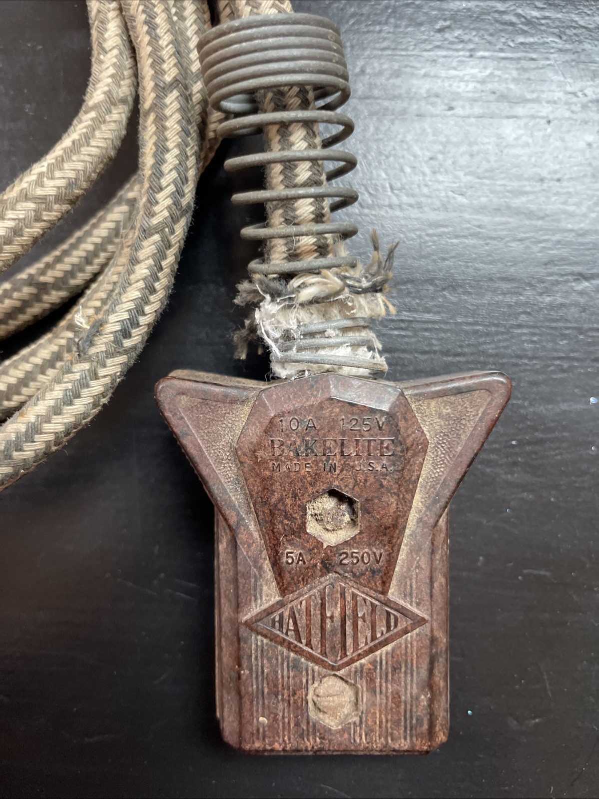 Two (2) 2-Prong Appliance Power Cords Spring Cloth Covered Bakelite Vintage