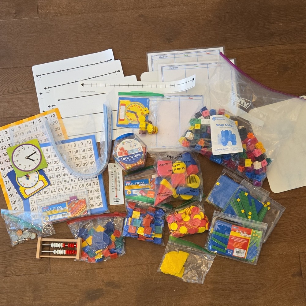 Learning Resources & hand2mind Snap Cubes, Base 10, Fractions, Dice