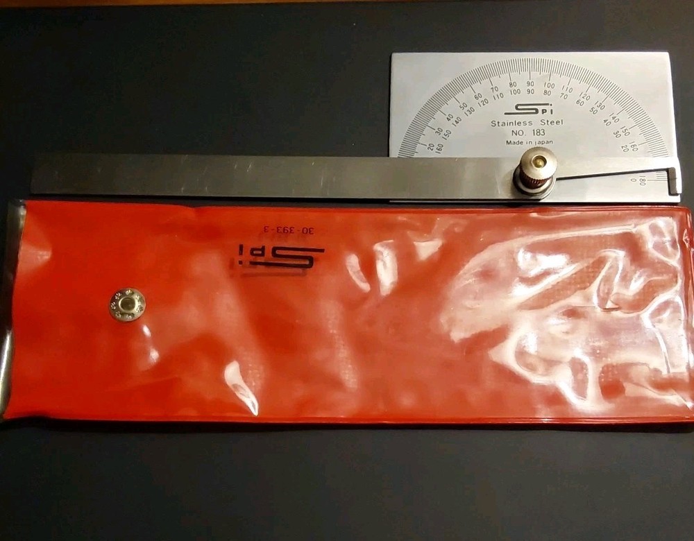 SPI 30-393-3 Rectangular Head Protractor: 6" Blade Length, 180° Meas, 1° Dial...