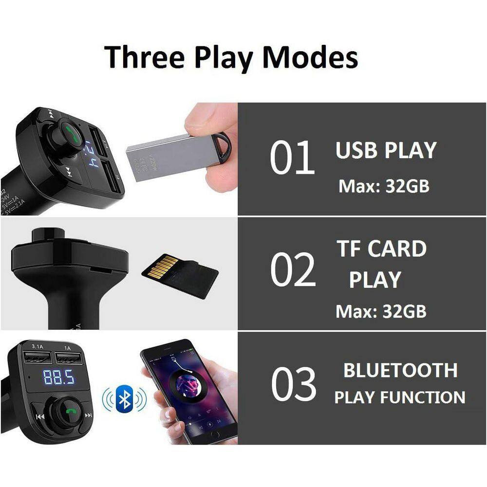 Wireless Bluetooth FM Transmitter Car Charger Handsfree Call Music Adapter Dual