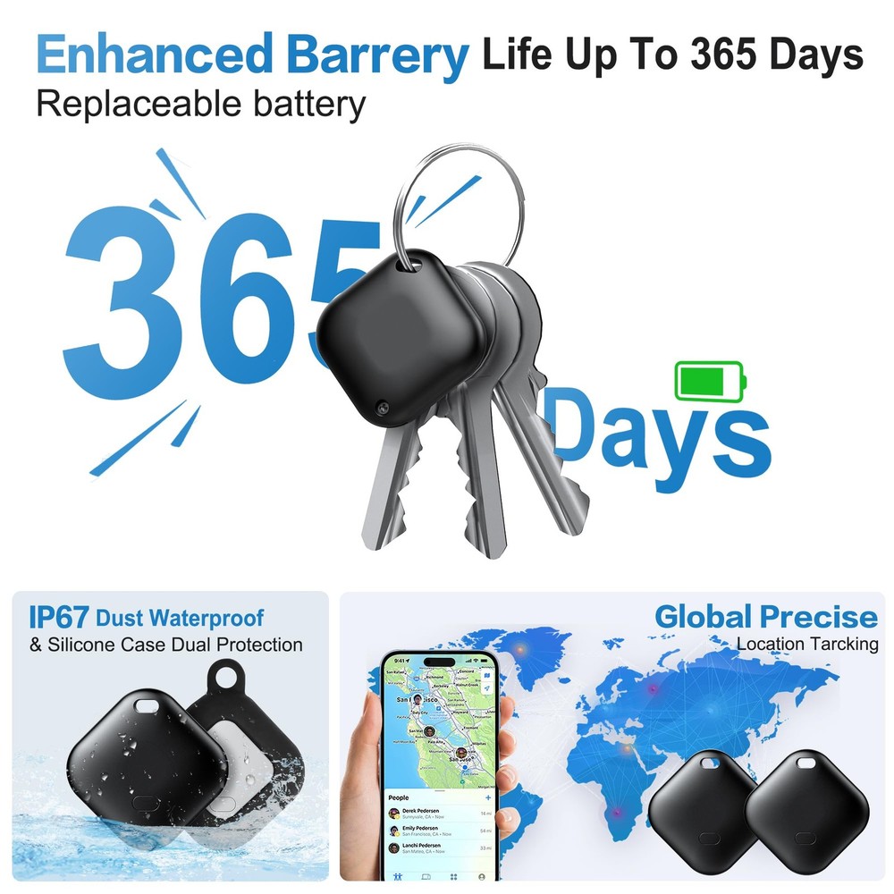 Air Tracker Tag for Android, Tags-4 Pack Luggage with 4 4 Pack, Black