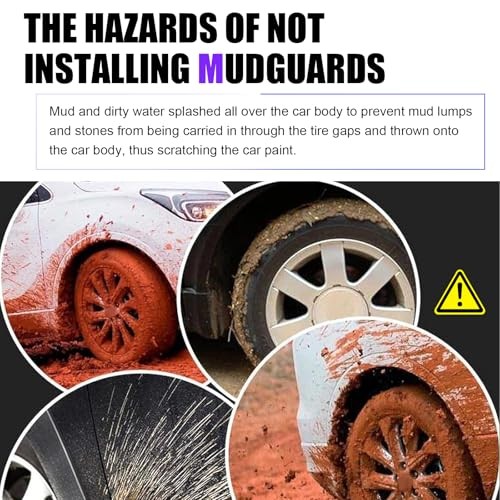Car Mud Flaps, Splash-Proof Mud Splash Guards Tire Protector, Front 2 PCS Black